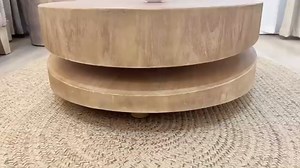 Amazon.com: 31.3" Modern Round Wood Coffee Table – Sculpted Circular Central Table with Asymmetrical Two-Layer Contours, Natural Finish Accent Table for Living Room, No Assembly Required, Natural : Home & Kitchen