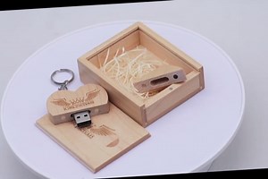 Personalized Custom Heart-Shape USB 3.0 Flash Drive with Wooden Box, 64GB Wedding Thumb Drive with Linen Bag, Maple Wood Memory Stick, Engraved/Printed Your Logo & Text for Couple/Parent/Photography