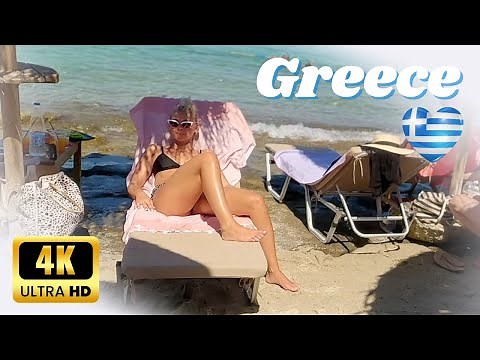 GREECE 4K Bikini Beach Walk | Walking Along the Kalithea Beach, Summer with Bikini Beach Walk
