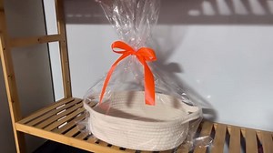 Okngr Small Woven Basket with Gift Bags and Ribbons, Empty Decorative Gift Chest Box, Gift Baskets Empty for Nursery, Cotton Rope Room Shelf Storage Basket with Handles