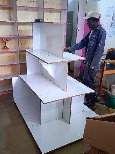 Custom Flame Design Shelf for Agrovet Shop