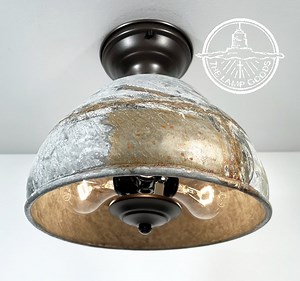 Rustic Bucket Farmhouse Ceiling Light - Galvanized Lighting Fixture Semi Flush Cabin Cottage Chandelier Kitchen Laundry Room Lamp - Etsy