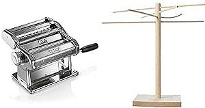 Marcato Atlas Pasta Machine, Stainless Steel, Includes Pasta Cutter, Hand Crank, and Instructions & Norpro Pasta Drying Rack