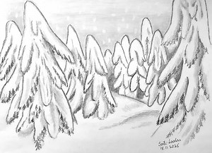 Pencil Drawing - Winter Wonderland Print - Digital Download - Etsy Canada
