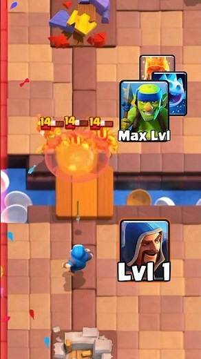 LVL 1 vs MAX LEVEL : wizard edition 2 🎉 #clashroyale #cr #shorts
