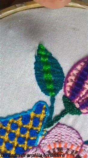 Bordado fácil para hoja chica/ Puntada para hojas pequeñas/ Hand embroidery fantasy Leaves #stitch