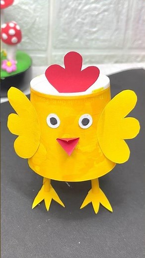 Diy paper cup cock 🐓 craft for kids #diy #kidsvideo #kidscraft #clayart #cartoon #toys #shortsfeed