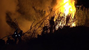 CREWS TACKLE BRUSH FIRE IN A CAMARILLO RIVER BOTTOM EARLY FRIDAY MORNING: 12:52am on Friday morning, October 16 of 2020, several crews from the Ventura County Fire Department were dispatched to a reported brush fire in the 400 block area of Avenida Valencia in Camarillo. Arriving crews found a brush fire burning in a river bottom between houses located on Avenida Valencia, and an industrial park off Camino Ranchero. Dispatch was receiving multiple calls reporting the incident. Flames could be se