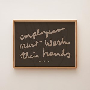 Employees Must Wash Hands Sign — Stylish and Hand-lettered. Warm Gray. Greige? - Etsy Australia