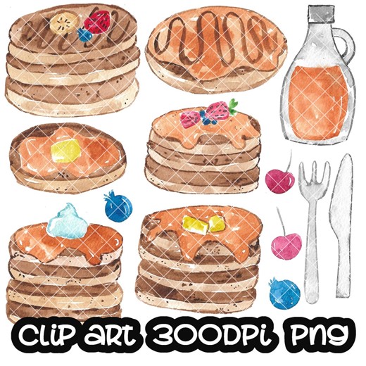 Pancakes Digital Clip Art Breakfast Clipart, Instant Download PNG - Etsy