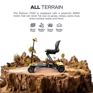 Rubicon FX7 4-Wheel Automatic Folding Mobility Scooter, Lightweight Travel Scooter with Lithium Battery, 300 lbs Capacity, Yellow - Walmart.com