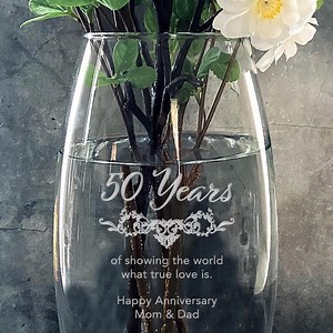 Engraved Glass Vase – Personalized 50th Anniversary Gift - Etsy