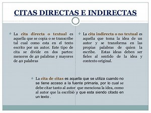 Ejemplos De Citas Textuales Directas Y Indirectas