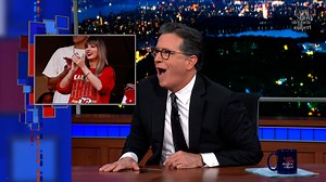 Meanwhile… Taylor Swift and Brittany Mahomes' post-touchdown handshake was the highlight of NFL Sunday. 🏈🤝 #Colbert | The Late Show with Stephen Colbert