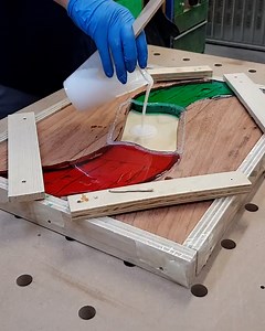 Epoxy Resin Ebiara Wooden Tray Italian Flag Design | DIY & Crafts