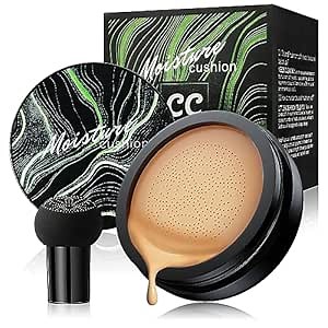 Mushroom Head Air Cushion CC Cream - BB Cream Foundation, Long-Lasting Makeup, Even Skin Tone, Concealer, Moisturizing, Oil Control, Waterproof, Makeup Base Primer for All Skin Types (Medium)