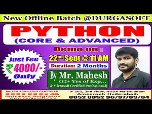 PYTHON (CORE & ADVANCED) Offline Training @ DURGASOFT