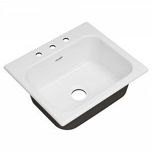 Quince 25 x 22-Inch Cast Iron 3-Hole Drop-In Single-Bowl Kitchen Sink