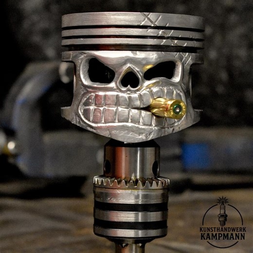 Piston Skull Face Sculpture, Carved, Handmade Metal Scrap Art Figure, Engine Piston Head Skull Statue, Industrial Decor - Etsy