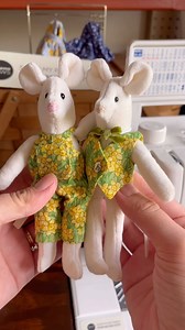 the only thing cuter than tiny daffodil overalls is a matching tiny daffodil vest with a bow tie #sewing #heirloomtoys #handmadetoys #handmadetoysofinstagram #sewistsofinstagram #handsewing #sewingmachine #6inchmouse #mousetoy Handsewing - custom toys - heirloom quality - sewing process - handmade - mouse plushies - doll clothes - stuffed animals - plush - Maileg Mouse inspired | Mama Roar
