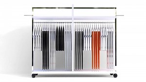 mens cloth store display on white background