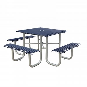 [Hot Item] Outdoor Commercial Large Steel Tube Square Metal Picnic Table with Umbrella Hole