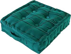 WOWMAX Floor Cushion, Thick Meditation Cushion, Square Floor Pillow, Floor Pillows Seating for Adults, Velvet Floor Seat Pillows, Large Floor Cushion, Cyan