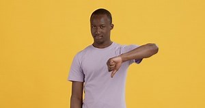 Dislike Grumpy African American Guy Showing: vídeo stock (100% livre de direitos) 1058032369 | Shutterstock