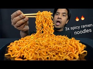 3X SPICY RAMEN NOODLES CHALLENGE🥵 WITH CHOPSTICKS | SPICY RAMEN | FIRE NOODLES EATING