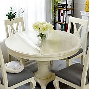 TORIBIO 40 Inches Clear Round Table Mat Protector, 1.5mm Thick Plastic Round Table Cover,Waterproof PVC Round Table Pad, Desk Protector for Dining Room Office