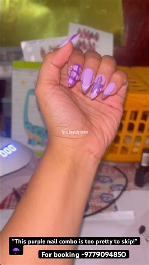“Purple Nail Art Tutorial Easy Floral & Grid Design | Trending Nail Ideas 2025 #Shorts”