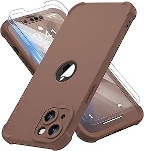 ORETECH for iPhone 13 Mini Case, with [2 Screen Protectors] [15 Ft Military Grade Drop Test] [Camera Protection] 360° Shockproof Slim Thin Phone Case iPhone 13 Mini Cover 5.4" Brown