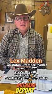 Join Lex and the crew this Wednesday for a big feeder sale. At Torrington Livestock Markets. Also mondays sale has been moved to friday. Also be on the lookout, the HBR crew may be in Torrington Wednesday (if the roads allow) #livestockdigital #hotbarn #youragnetwork #cattleusa #cattleseller #cattlebuyers #cattle #cattlereport #feedingamerica #rancher #farmer #feedlot #backgrounding #breeder #bredcows #bredheifer #weighups #truepricediscovery #beefitswhatsfordinner #FarmLife #AgLife #CattleRanch