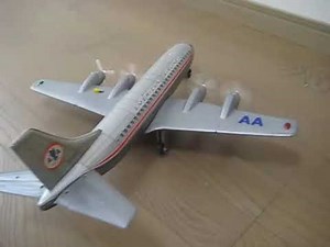 和光産業、電動ミステリー走行 ブリキ製 アメリカン航空、ダグラス DC 7　Tin toy American Airlines DC 7