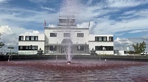 A pink fountain at Allegheny County Airport in support of Breast Cancer Awareness Month. | Pittsburgh International Airport