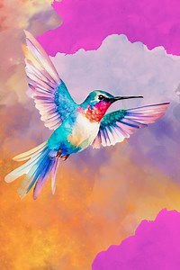 Aurora Hummingbird Print | Rainbow Watercolor Wall Art (digital Download) - Etsy Canada