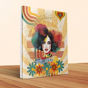 Retro Afro Art Print, Colourful Boho Wall Art, Mid Century Modern Décor, Psychedelic Afro Woman, Digital Download - Etsy