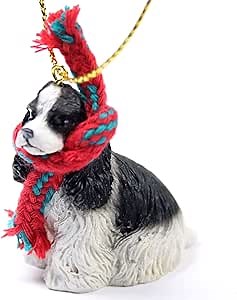 Conversation Concepts Cocker Spaniel Tiny Miniature One Christmas Ornament - Delightful! (Black-White)