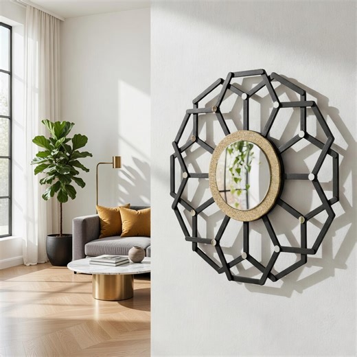 Easy Honeycomb Mirror Tutorial PDF | Popsicle Stick Geometric Wall Art Guide   Template - Etsy