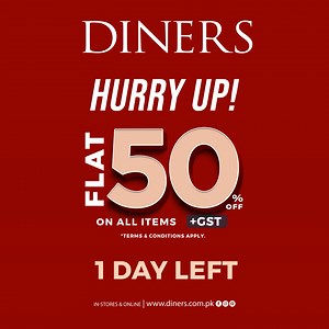 8K views · 51 reactions | Last day left to enjoy FLAT 50% OFF on your favorite styles. Don’t miss it! Shop now: In-stores & Online: bit.ly/47kSeId | Diners | Facebook