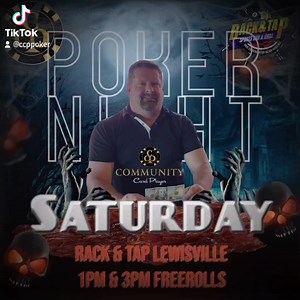 Saturday - Poker Today at Rack & Tap Lewisville 1PM & 3PM Freerolls #CCP #PokerNights #Poker #PokerLife #DallasPoker #DFWPoker #TexasPoker♦️♠️❤️♣️ | Community Card Player | Facebook