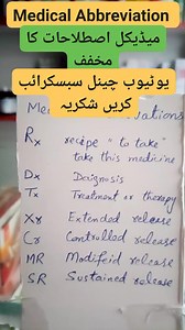 میڈیکل اصطلاحات کا مخفف ۔۔ Medical Abbreviation.. #medical #abbreviations #medicine #pharmacist #pharmacy | Dr-Hidayat Ullah Pharmacist