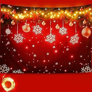 Christmas Backdrop Snowflake Background Cloth Strip Light Up Christmas Backdrops for Photography 7x5ft
