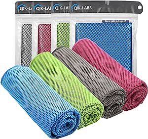 QIK Cooling Towels for Neck and Face, Neck Cooling Towel for Hot Weather Cooling Towels for Athletes Neck Cooling Towel Cool Towels for Neck Cooling Rags for Neck Cold Towel Cooling Rags 4Pack 40"x12"