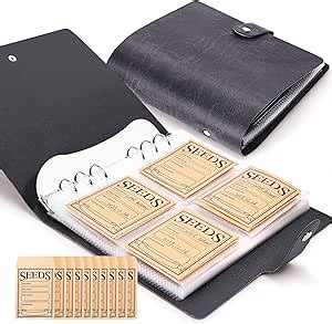 Garden Seeds Storage Organizers, Seed Organizer Binder with Self-Sealing Seed Envelopes,Seed Packet Organizer, Seed Saver Binder for Gardeners,Farmers (2.8x 3.55'' Pocket with 100 Envelope)
