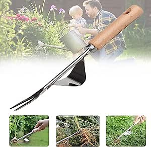 Stainless Steel Hand Weeder Tool Garden Weeder Hand Tool,Ergonomic Weeder Tool for Weeding Your Garden for Super Easy Weeding and Deeper Digging - Sturdy Chrome Plated Steel