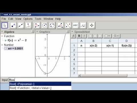 Secant Method - Ex.1 (spreadsheet)