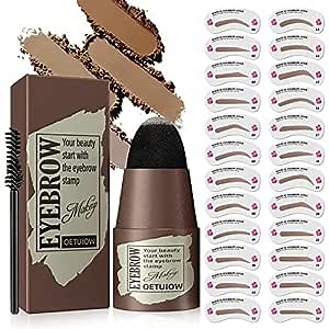 Eyebrow Stamp Stencil Kit - 1 Step Eyebrow Makeup Brow Stamp Trio Kit with Long-lasting Waterproof, 24 Brow Stencils and Shaping Kit Reusable for Perfect Brows Dark Black