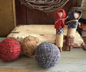 Clothespin Dolls and Rag Balls Grouping ~ Primitive ~ Folk Art ~ Rustic ~ Patriotic ~ Americana - Etsy