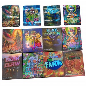 [Hot Item] Custom Printed Mylar 3.5 Smell Proof Stand up Pouch Food 3.5g 7g 28g Holographic Paper Box UV Glossy Plastic Ziplock Mylar Packaging Bags